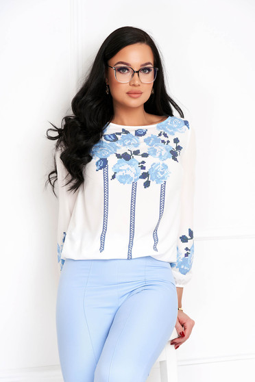 Long sleeves blouses, Women`s blouse with floral prints long sleeve georgette - StarShinerS.com