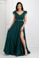 Rochie din tul cu sclipici verde-inchis lunga in clos cu pene pe umeri 7 - StarShinerS.ro