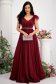 Burgundy dress from tulle with glitter details long cloche feather details 5 - StarShinerS.com