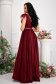 Burgundy dress from tulle with glitter details long cloche feather details 4 - StarShinerS.com