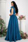 Petrol blue dress from tulle with glitter details long cloche feather details 4 - StarShinerS.com