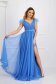 Lightblue dress from tulle long cloche with embellished accessories feather details 1 - StarShinerS.com