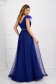 Blue dress from tulle long cloche with embellished accessories feather details 3 - StarShinerS.com