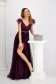 Purple dress from tulle long cloche with embellished accessories feather details 4 - StarShinerS.com