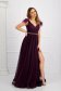 Purple dress from tulle long cloche with embellished accessories feather details 5 - StarShinerS.com