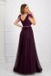 Purple dress from tulle long cloche with embellished accessories feather details 6 - StarShinerS.com