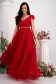 Red dress from tulle long cloche with embellished accessories feather details 5 - StarShinerS.com