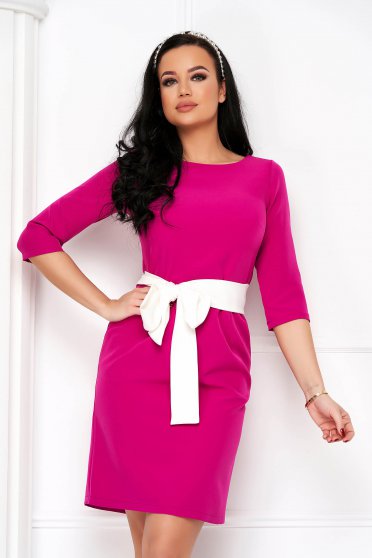 Office dresses - Page 2, Pink pencil dress made of slightly elastic fabric with side pockets - Lady Pandora - StarShinerS.com
