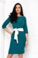Turquoise dress slightly elastic fabric pencil lateral pockets 2 - StarShinerS.com