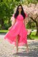 Rochie din voal fuchsia midi asimetrica in clos cu volanase la maneca - StarShinerS 3 - StarShinerS.ro