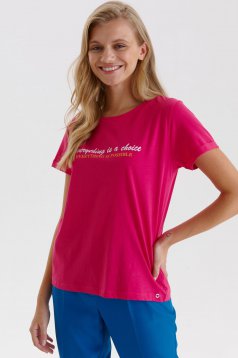 Tricou din bumbac roz cu croi larg - Top Secret