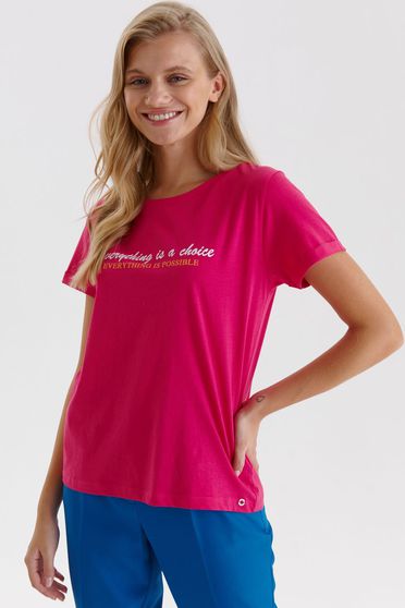 Reduceri tricouri, Tricou din bumbac roz cu croi larg - Top Secret - StarShinerS.ro