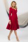 Rochie din stofa usor elastica rosie in clos cu decolteu petrecut si nasturi decorativi - PrettyGirl 2 - StarShinerS.ro