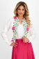 White stretch fabric blazer with a straight cut and unique floral print - StarShinerS 1 - StarShinerS.com