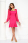 Fuchsia dress slightly elastic fabric pencil with veil sleeves with puffed sleeves - StarShinerS 6 - StarShinerS.com