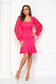 Fuchsia dress slightly elastic fabric pencil with veil sleeves with puffed sleeves - StarShinerS 1 - StarShinerS.com