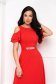 - StarShinerS red dress voile fabric asymmetrical long both shoulders cut out 2 - StarShinerS.com