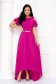 - StarShinerS raspberry dress voile fabric asymmetrical long both shoulders cut out 3 - StarShinerS.com
