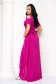 - StarShinerS raspberry dress voile fabric asymmetrical long both shoulders cut out 4 - StarShinerS.com
