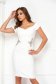 Ivory pencil dress made of thin elastic fabric with lace applications - StarShinerS 1 - StarShinerS.com