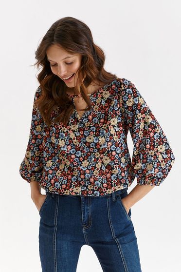 Blouses, Black women`s blouse loose fit georgette cut-out bust design - StarShinerS.com