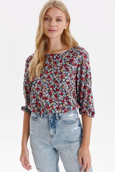 Casual Blouses, Black women`s blouse georgette loose fit neckline - StarShinerS.com