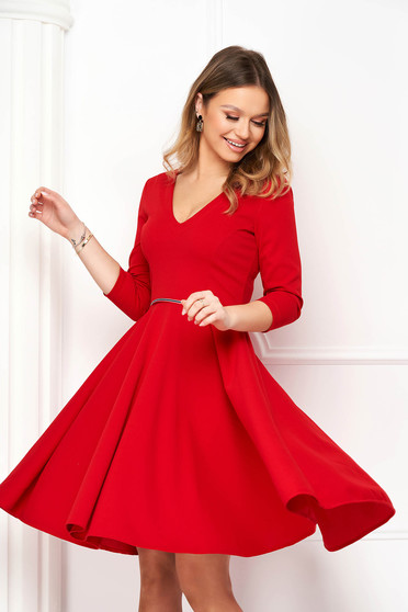 Red dresses, Darkred dress crepe cloche with v-neckline - StarShinerS - StarShinerS.com