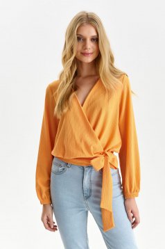 Bluza dama din material reiat portocalie petrecuta cu croi larg - Top Secret