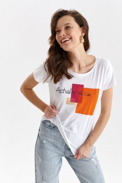 White t-shirt cotton loose fit with graphic details