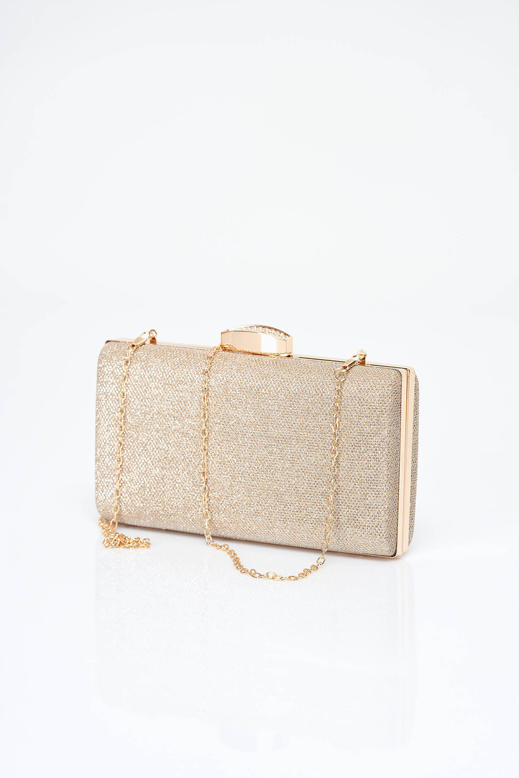 Geanta dama tip clutch aurie cu aplicatii cu sclipici