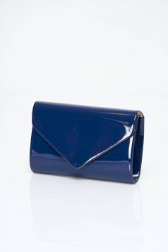 Navy Blue Clutch Bag for Women Made from Lacquered Faux Leather