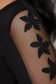 Rochie plisata din stofa usor elastica neagra in clos cu flori in relief pe manecile decupate 6 - StarShinerS.ro