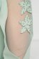 Rochie plisata din stofa usor elastica verde-deschis in clos cu flori in relief pe manecile decupate 6 - StarShinerS.ro
