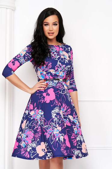 Floral print dresses, Lycra thin fabric cloche with elastic waist dress - StarShinerS.com