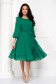 Green dress from veil fabric cloche with puffed sleeves with cut-out sleeves 1 - StarShinerS.com
