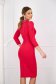 Fuchsia dress pencil wrap over front high shoulders 2 - StarShinerS.com
