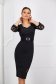 Black dress pencil with 3/4 sleeves with laced sleeves 3 - StarShinerS.com