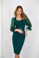 Green dress with tented cut transparent sleeves with puffed sleeves 1 - StarShinerS.com