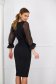 Black dress with tented cut transparent sleeves with puffed sleeves 2 - StarShinerS.com