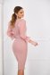Powder pink dress with tented cut transparent sleeves with puffed sleeves 2 - StarShinerS.com