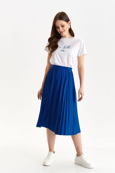 Skirts, Blue skirt thin fabric midi pleated cloche with elastic waist - StarShinerS.com