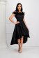 Asymmetric black slightly elastic fabric dress in cloche with bare shoulders and feathers - StarShinerS 1 - StarShinerS.com