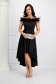 Asymmetric black slightly elastic fabric dress in cloche with bare shoulders and feathers - StarShinerS 3 - StarShinerS.com