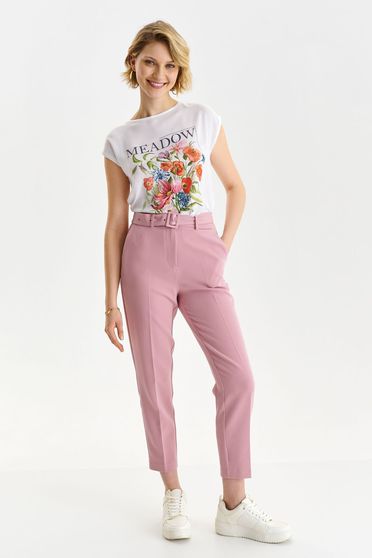 Bluze cu maneca scurta, Bluza dama din material subtire alba cu croi larg si imprimeu floral - Top Secret - StarShinerS.ro