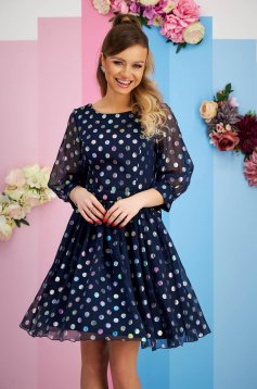 - StarShinerS dress from veil fabric cloche with dots print accessorized with tied waistband