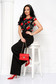 Jumpsuit long flared crepe laced with raised flowers lateral pockets - StarShinerS 5 - StarShinerS.com