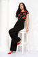 Jumpsuit long flared crepe laced with raised flowers lateral pockets - StarShinerS 4 - StarShinerS.com
