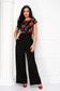 Jumpsuit long flared crepe laced with raised flowers lateral pockets - StarShinerS 1 - StarShinerS.com