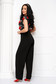 Jumpsuit long flared crepe laced with raised flowers lateral pockets - StarShinerS 3 - StarShinerS.com