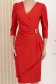 Rochie din crep rosie tip creion cu umeri bufanti si decolteu petrecut - StarShinerS 4 - StarShinerS.ro